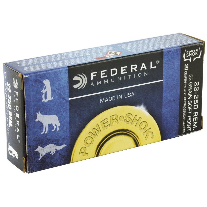 FED PWRSHK 22-250REM 55GR SP 20/200