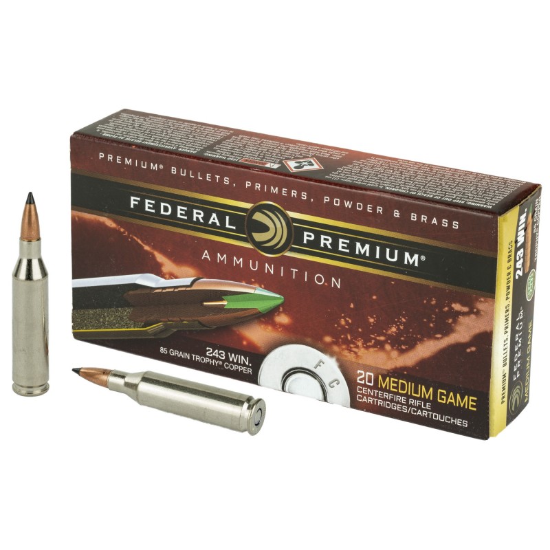 FED PRM 243WIN 85GR TRPHY COPPER 20 FED PRM 243WIN 85GR TRPHY COPPER 20