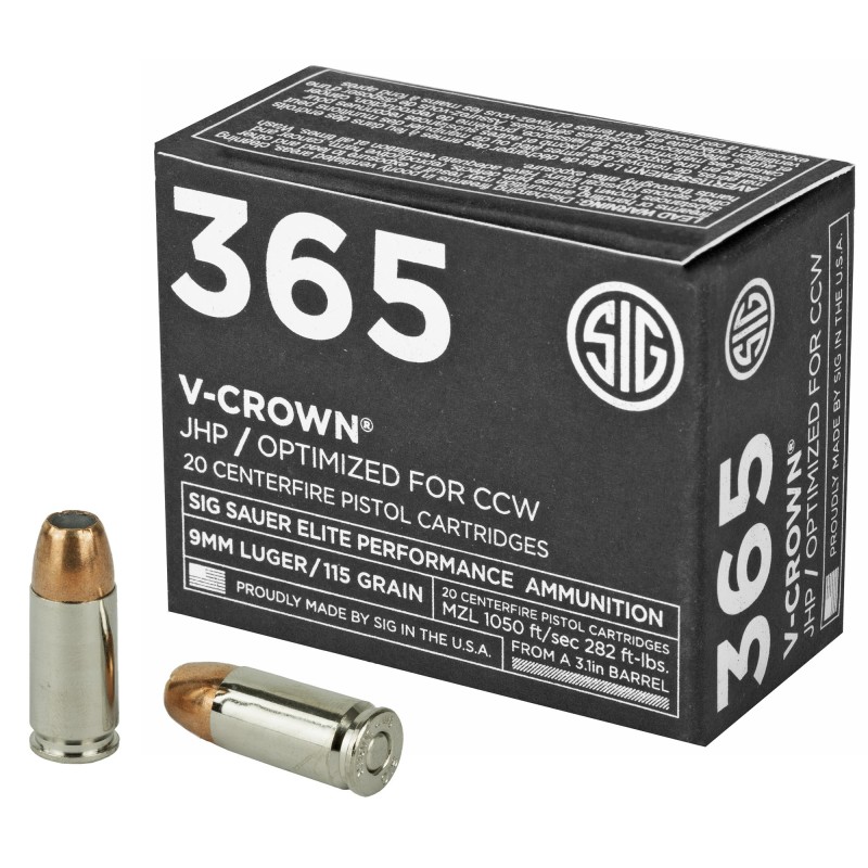 SIG AMMO 9MM 115GR JHP CCW 20/200 SIG AMMO 9MM 115GR JHP CCW 20/200