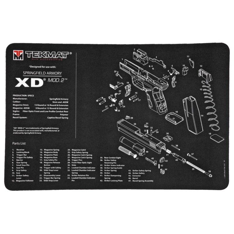 TEKMAT PISTOL MAT SPGFLD XD MOD 2 BK