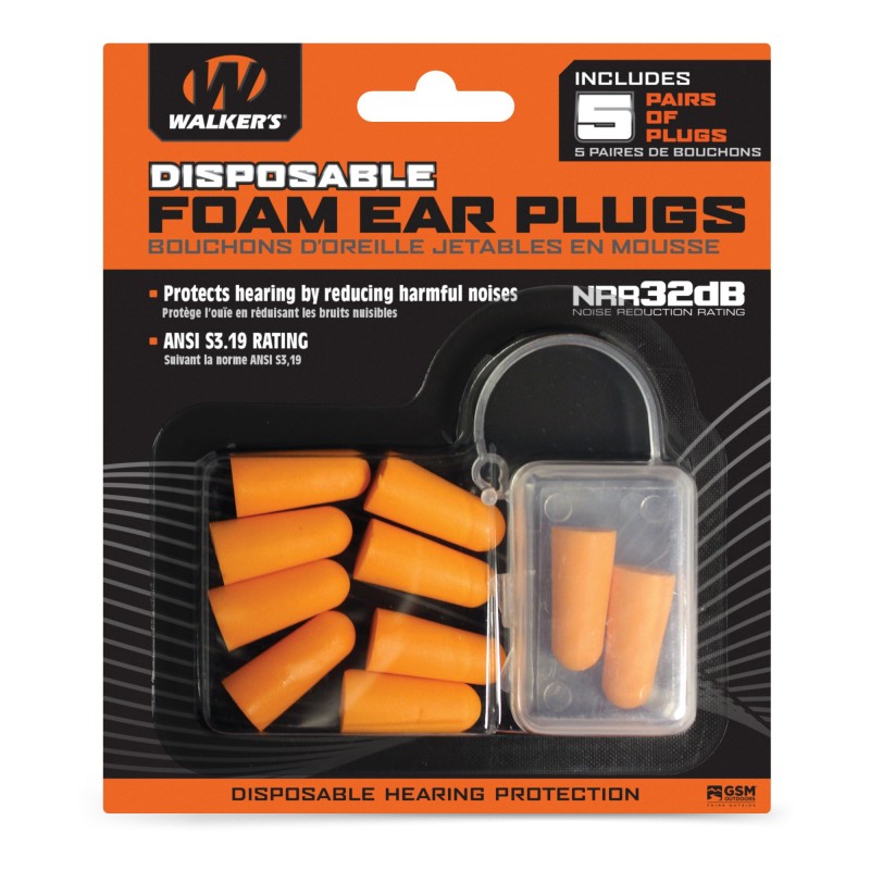 WALKER'S FOAM EAR PLUGS 5PK BLISTER WALKER'S FOAM EAR PLUGS 5PK BLISTER