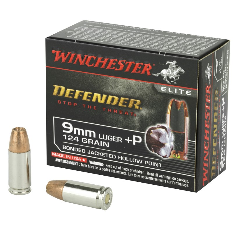 WIN DEFENDER 9MM+P 124GR JHP 20/200 WIN DEFENDER 9MM+P 124GR JHP 20/200