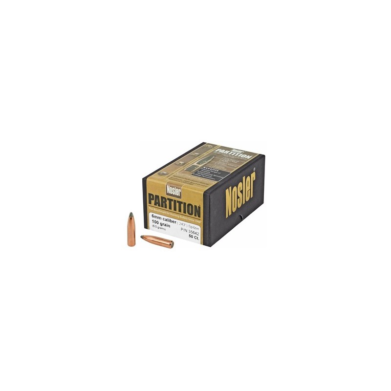 NOSLER 6MM 100GR SP PARTITION 50CT NOSLER 6MM 100GR SP PARTITION 50CT