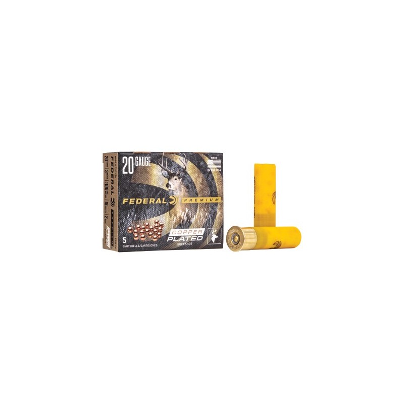 Federal Premium Vital Shok 20 Gauge 3" 2 Buck 1 1/4 oz Buckshot 18 Pellets 5 Round Box
