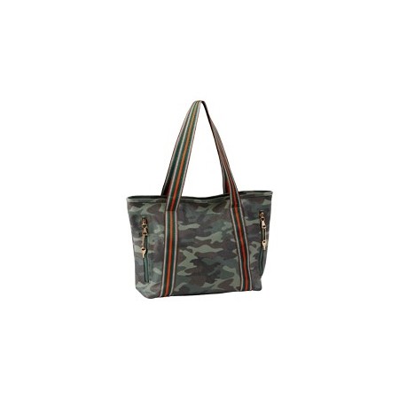 BULLDOG TOTE PURSE CAMO W/ STRIPES