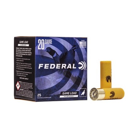 Federal GameShok Hi-Brass 20 Gauge 2.75" 7.5 Shot Size 1 oz Lead 25 Round Box