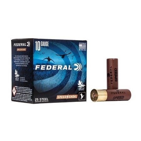Federal, Speed-Shok, 10 Gauge 3.5", 2, 1 1/2oz, Steel Shot, 25 Round Box, California Certified Nonlead Ammunition