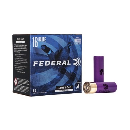 Federal Game Load Hi-Brass 16 Gauge 2.75" 6 Shot Size 3 1/4 Dram, 1 1/8 oz Shot  25 Round Box
