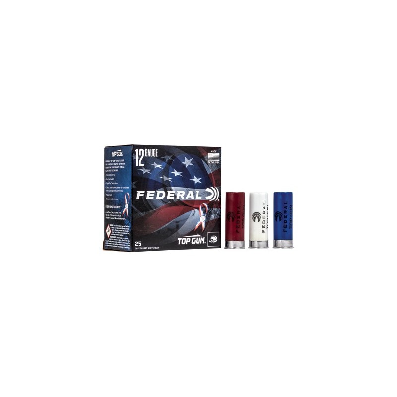 Federal Top Gun Red White and Blue Hulls 12 Gauge 2.75" 8Shot 1 1/8 oz 25 Round Box 1,145 FPS