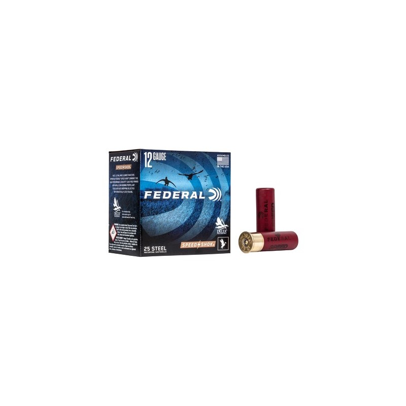 Federal, Speed-Shok, 12 Gauge 3", 4, 1 1/4 oz, Steel Shot, 25 Round Box, California Certified Nonlead Ammunition